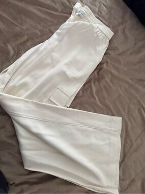 WAYF Cream Wide-Leg Trousers